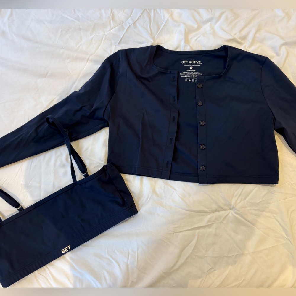 SET Active Navy Cardigan and Bag